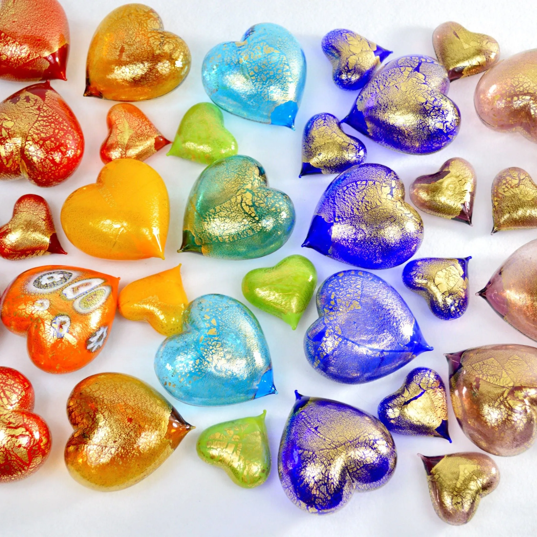 Murano Glass Heart with 24 karat gold, Choice of colors, Made in Italy