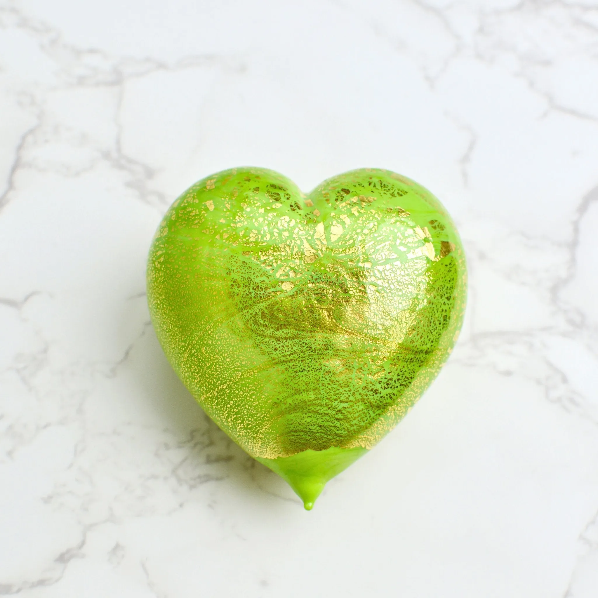 Murano Glass Heart with 24 karat gold, Choice of colors, Made in Italy
