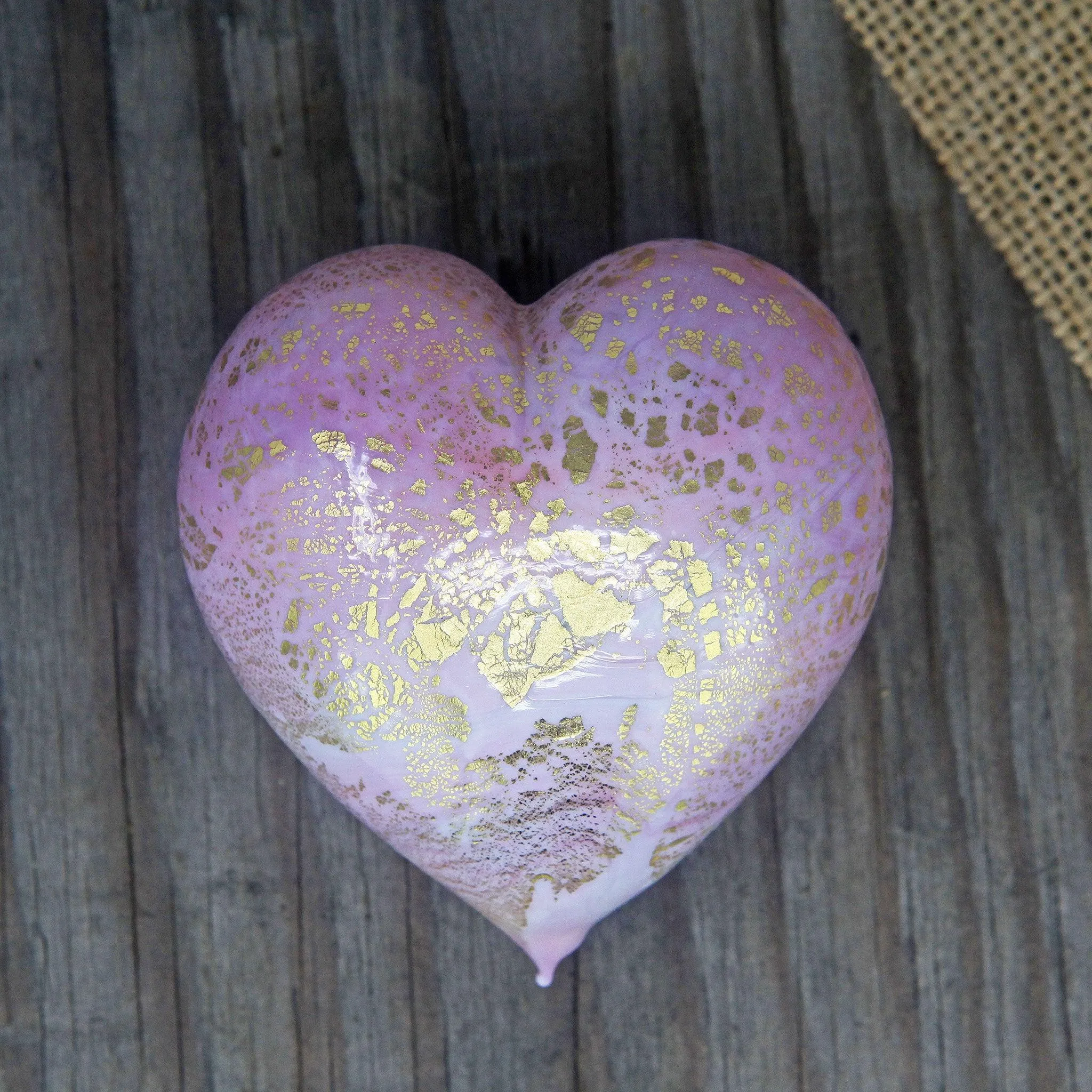 Murano Glass Heart with 24 karat gold, Choice of colors, Made in Italy