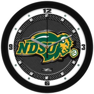 North Dakota State Wall Clock - Carbon Fiber Textured