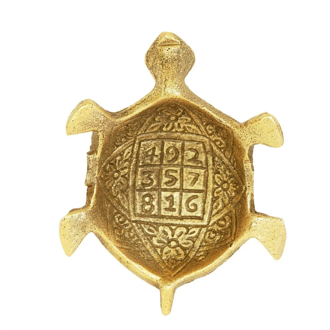 numeroastro Feng Shui/Vastu Metal Designer Turtle/Tortoise in Designer Golden Glass Plate for Wish Fulfilling (14 Cms)