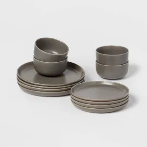 Open Box - 12pc Stoneware Tilley Dinnerware Set Bronze - Threshold