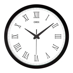 OREX 12 inch Plastic & Glass Wall Clock for Home, Bedroom, Livingroom, Diningroom - Official Design - 006