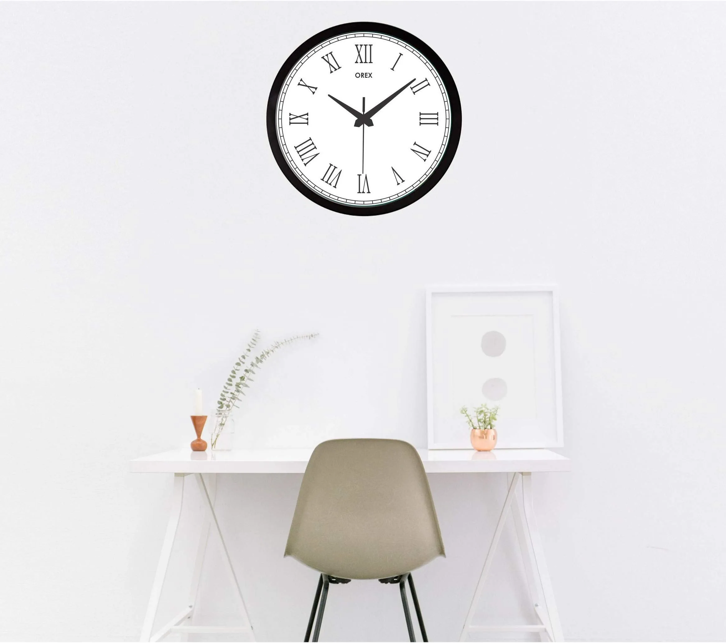 OREX 12 inch Plastic & Glass Wall Clock for Home, Bedroom, Livingroom, Diningroom - Official Design - 006