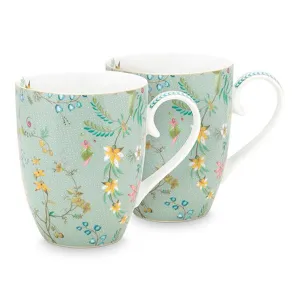 Pip Studio Jolie Flowers Set of 2 Mugs - Blue
