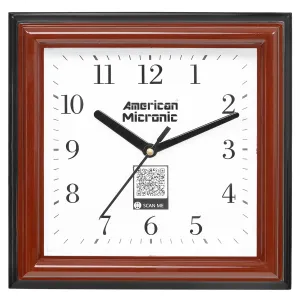 Promotion Step Movement Quartz Wall Clock with warranty-20CM x 20CM- Plastic- Brown & White