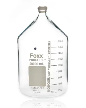 PUREGRIP® Bottles - Reagent - Transparent  Graduated with GL45 Screw Cap and Pouring Ring - 20000mL - 1EA
