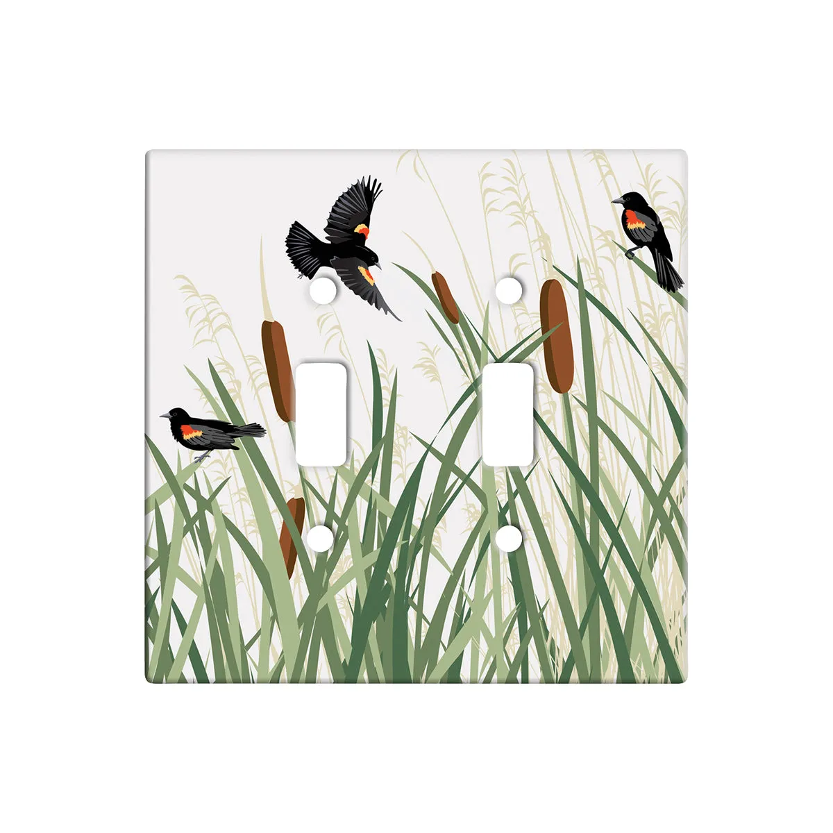 Red Winged Blackbird 2 Toggle Switch Plate