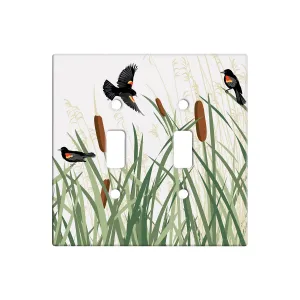 Red Winged Blackbird 2 Toggle Switch Plate