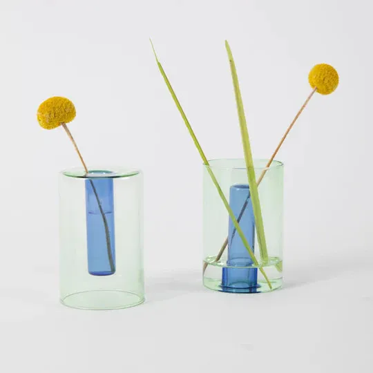 Reversible Glass Vase Small Green/Blue