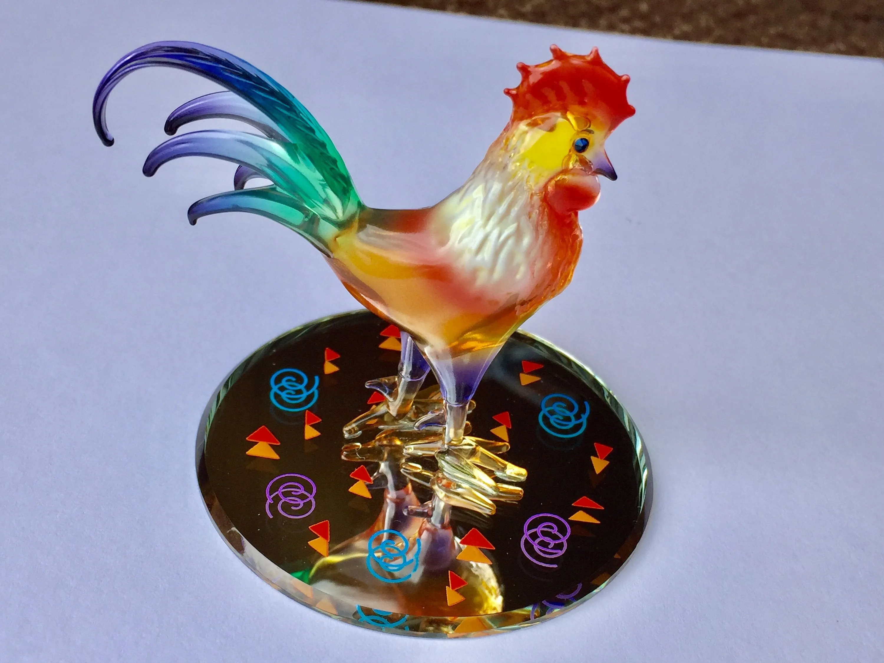 Rooster Glass Figurine