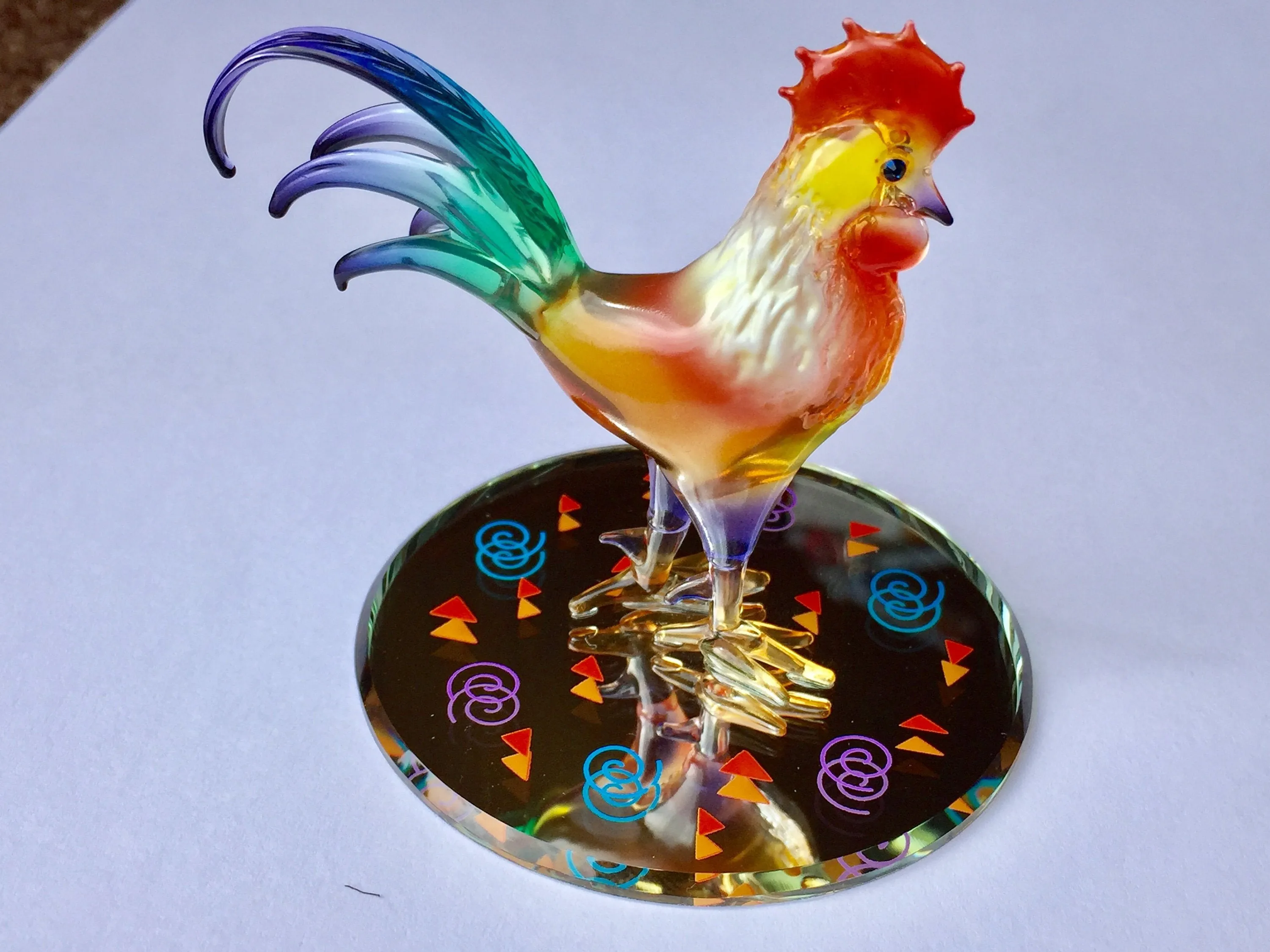 Rooster Glass Figurine
