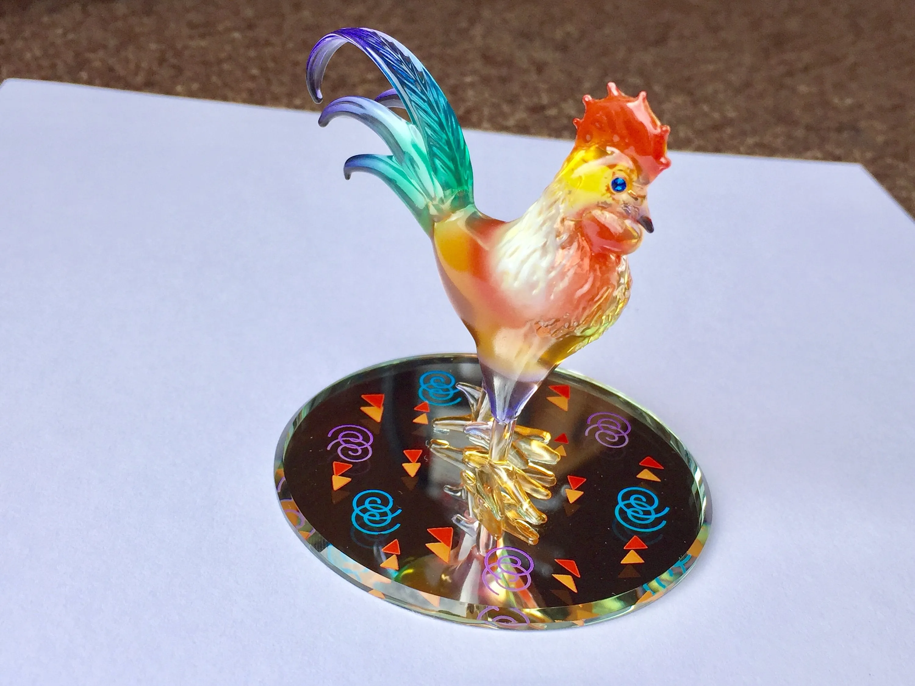 Rooster Glass Figurine