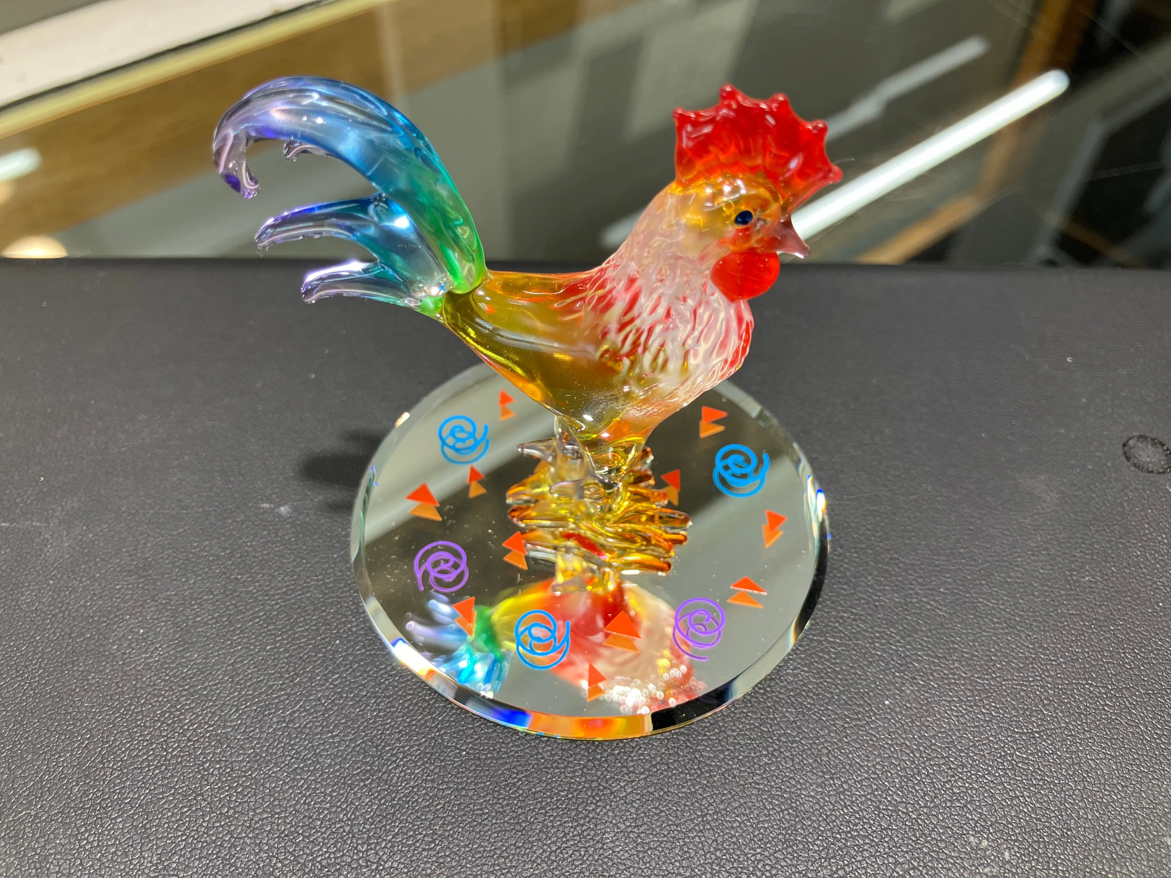 Rooster Glass Figurine