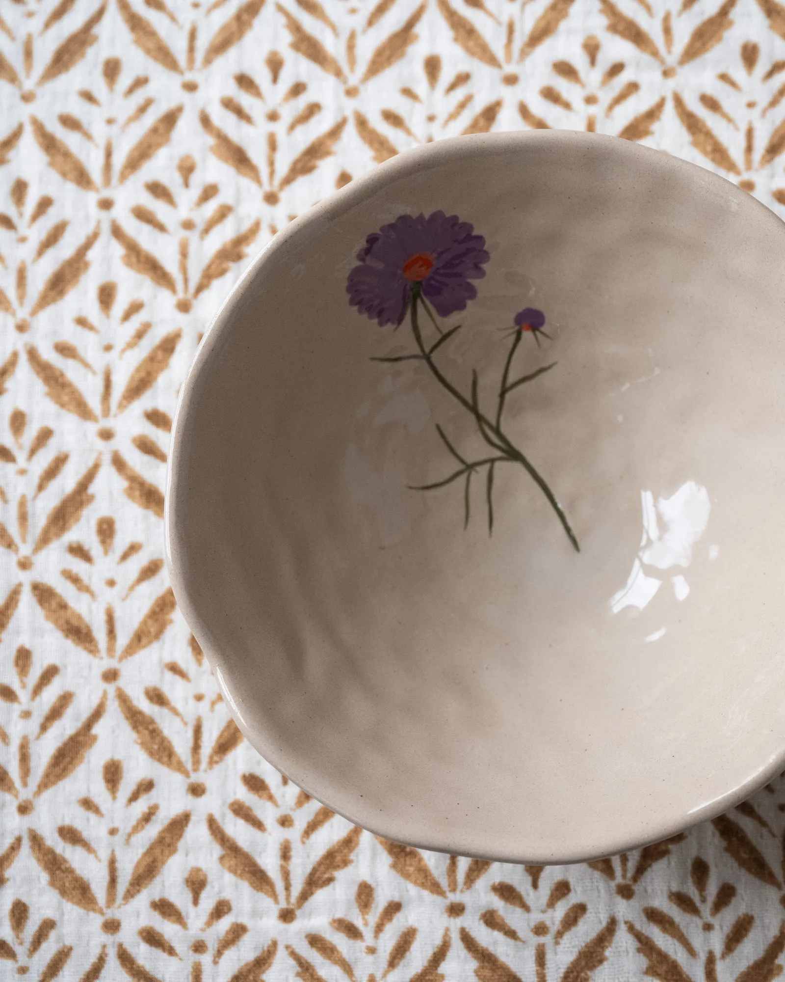 Salad Bowl Flower Purple Stoneware