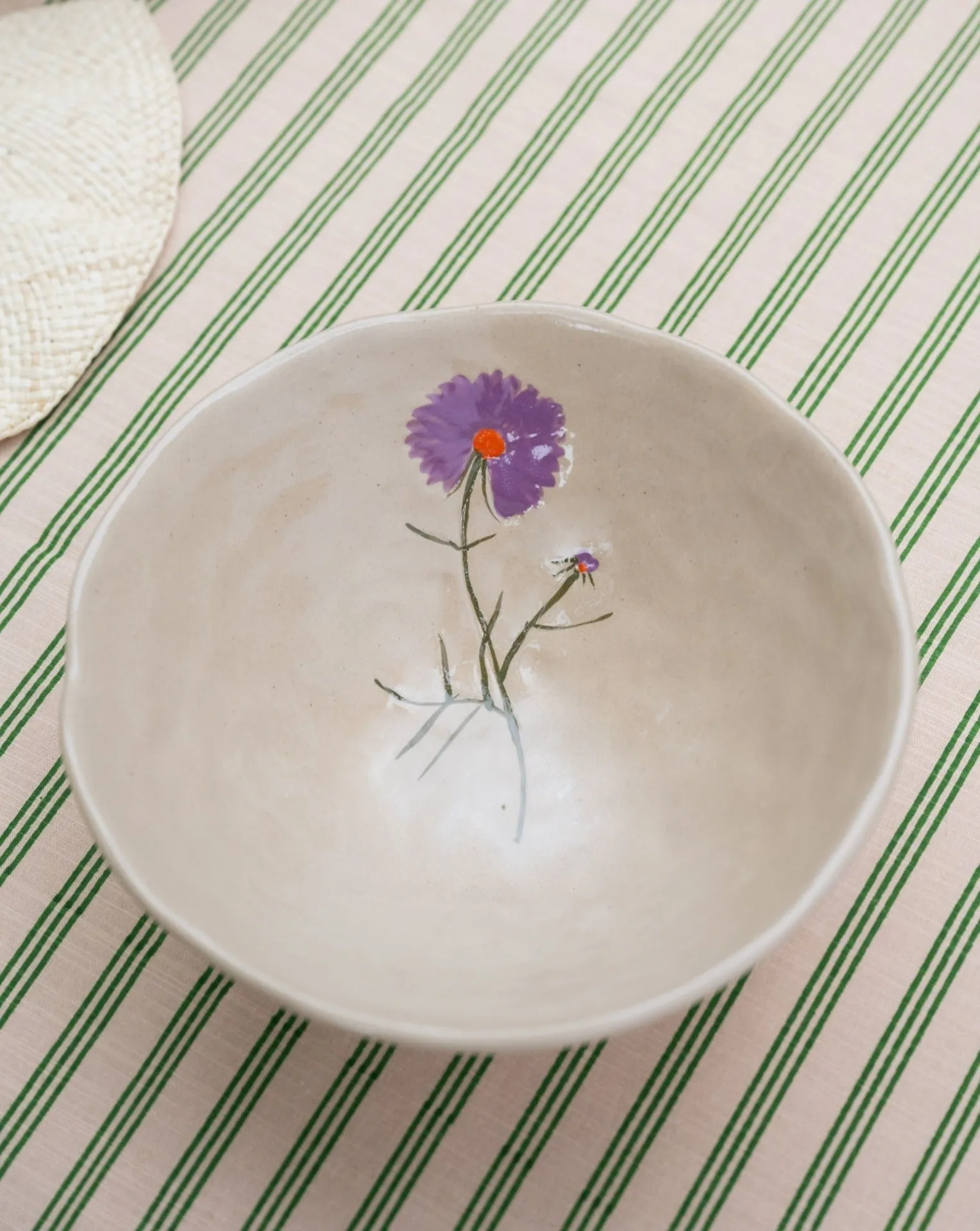 Salad Bowl Flower Purple Stoneware