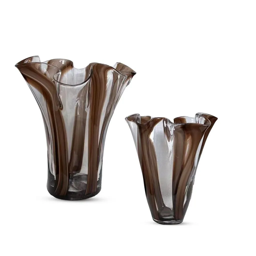 Set of 2 Vases-Handblown Glass-Gift-Housewarming-Shabby Chic-