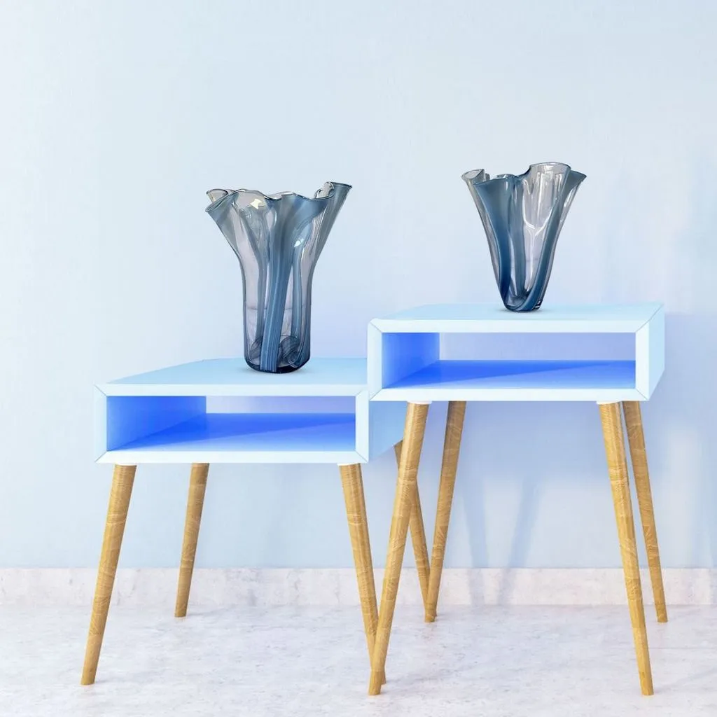 Set of 2 Vases-Handblown Glass-Gift-Housewarming-Shabby Chic-