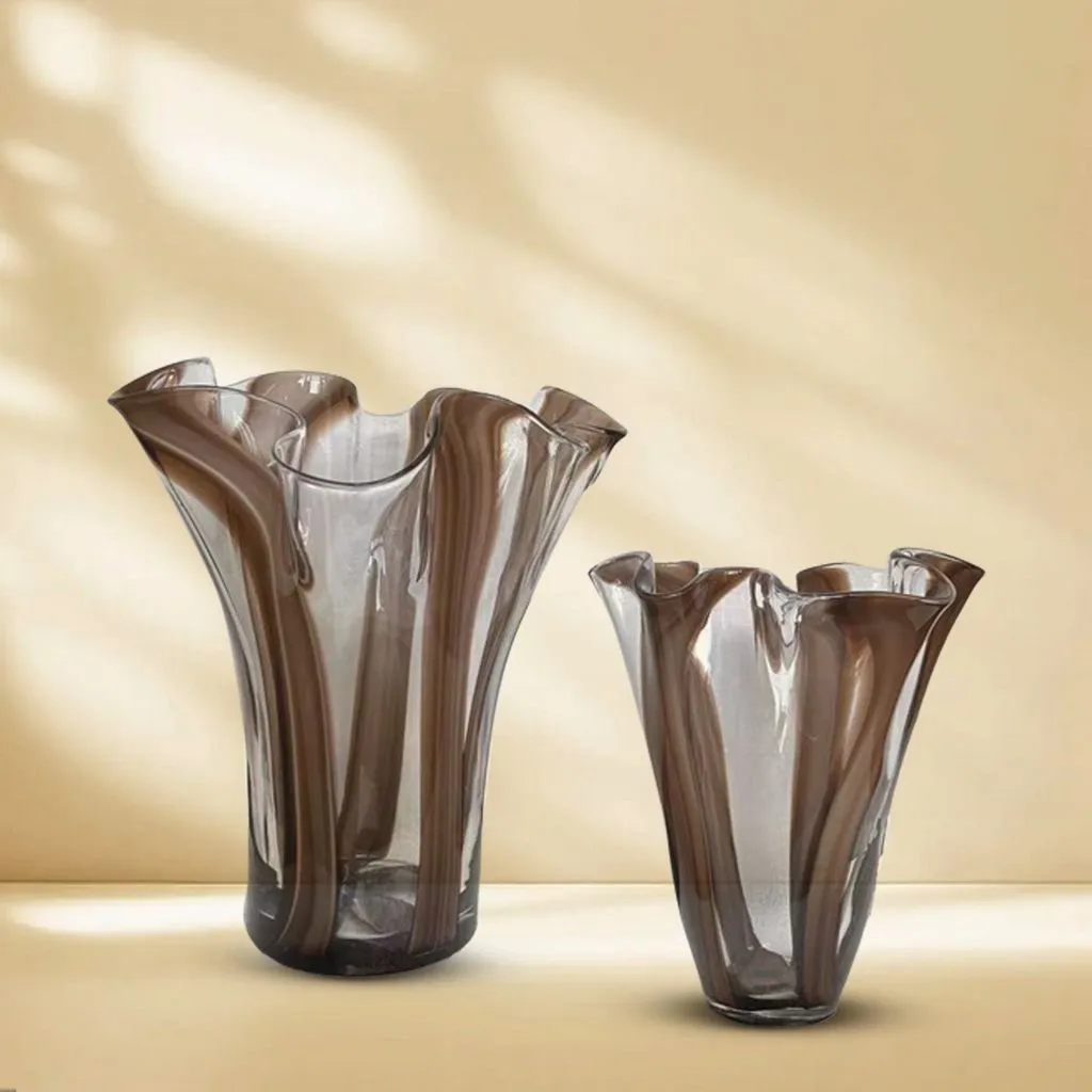 Set of 2 Vases-Handblown Glass-Gift-Housewarming-Shabby Chic-