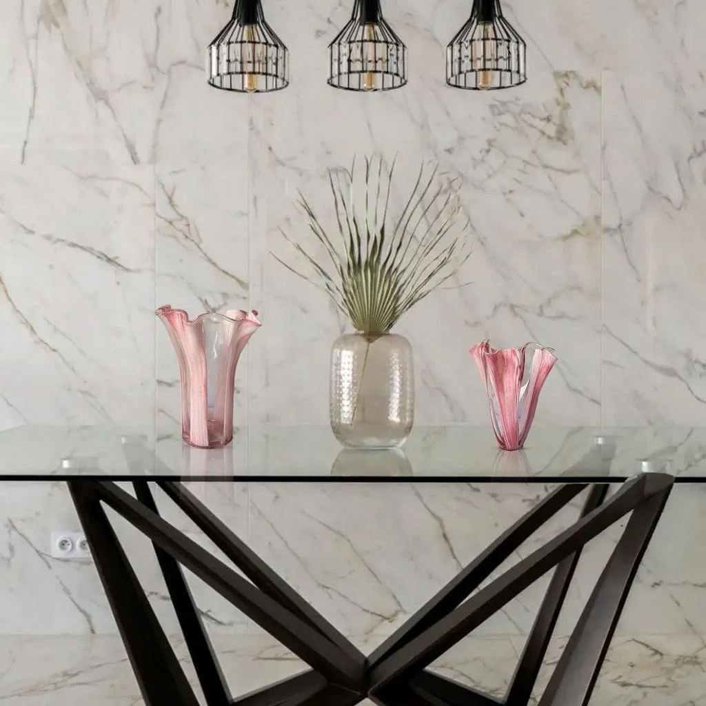 Set of 2 Vases-Handblown Glass-Gift-Housewarming-Shabby Chic-