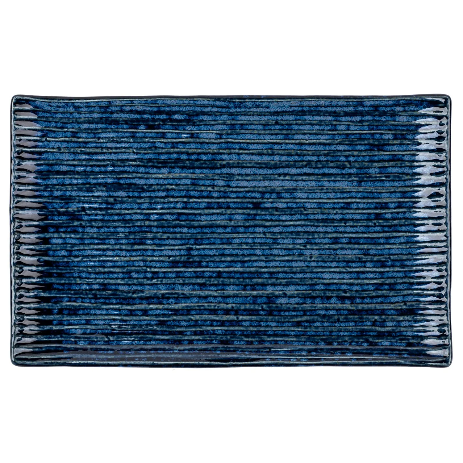 Shinogi Blue Ribbed Japanese Ceramic Plate