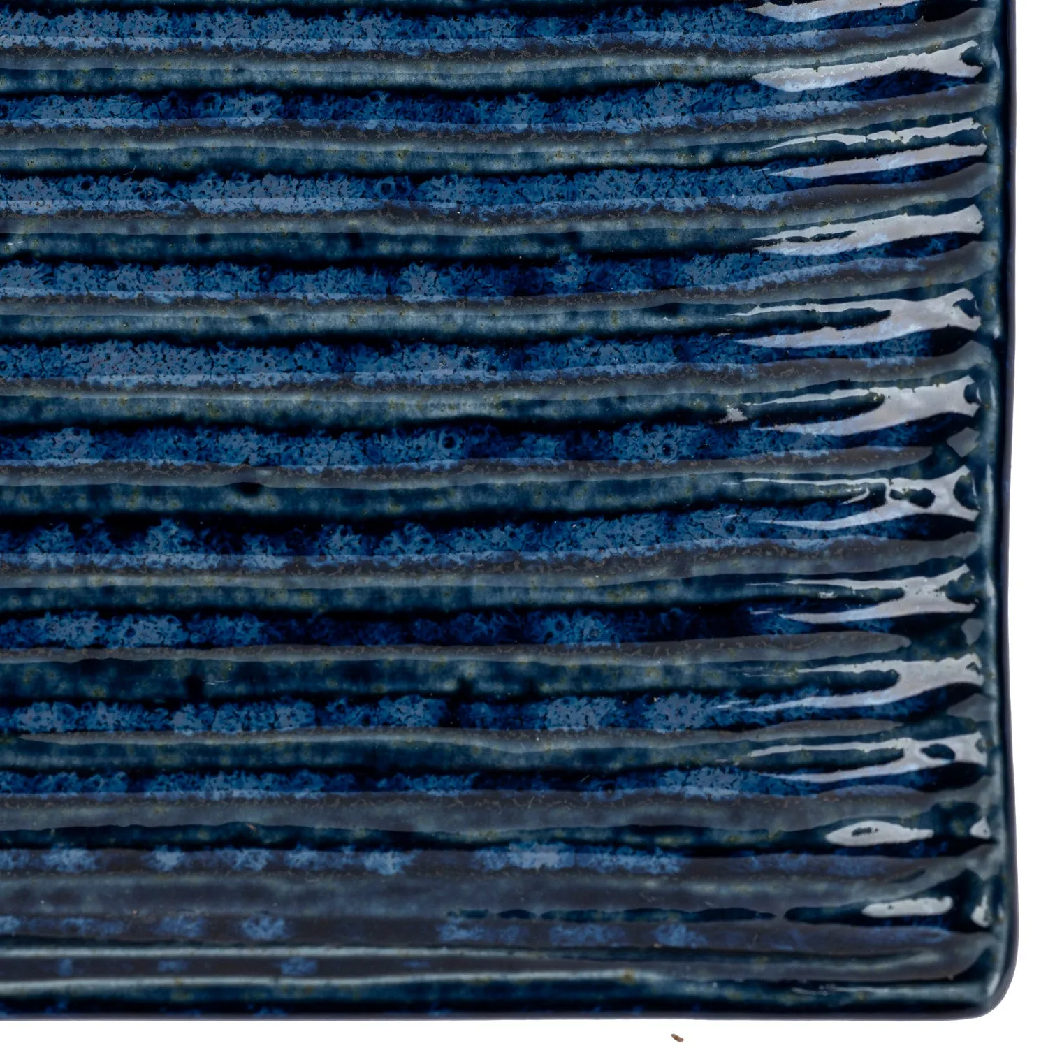 Shinogi Blue Ribbed Japanese Ceramic Plate