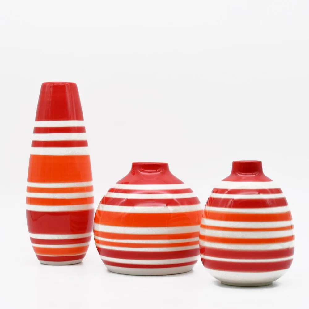 Soliflore en céramique rayé - Rouge