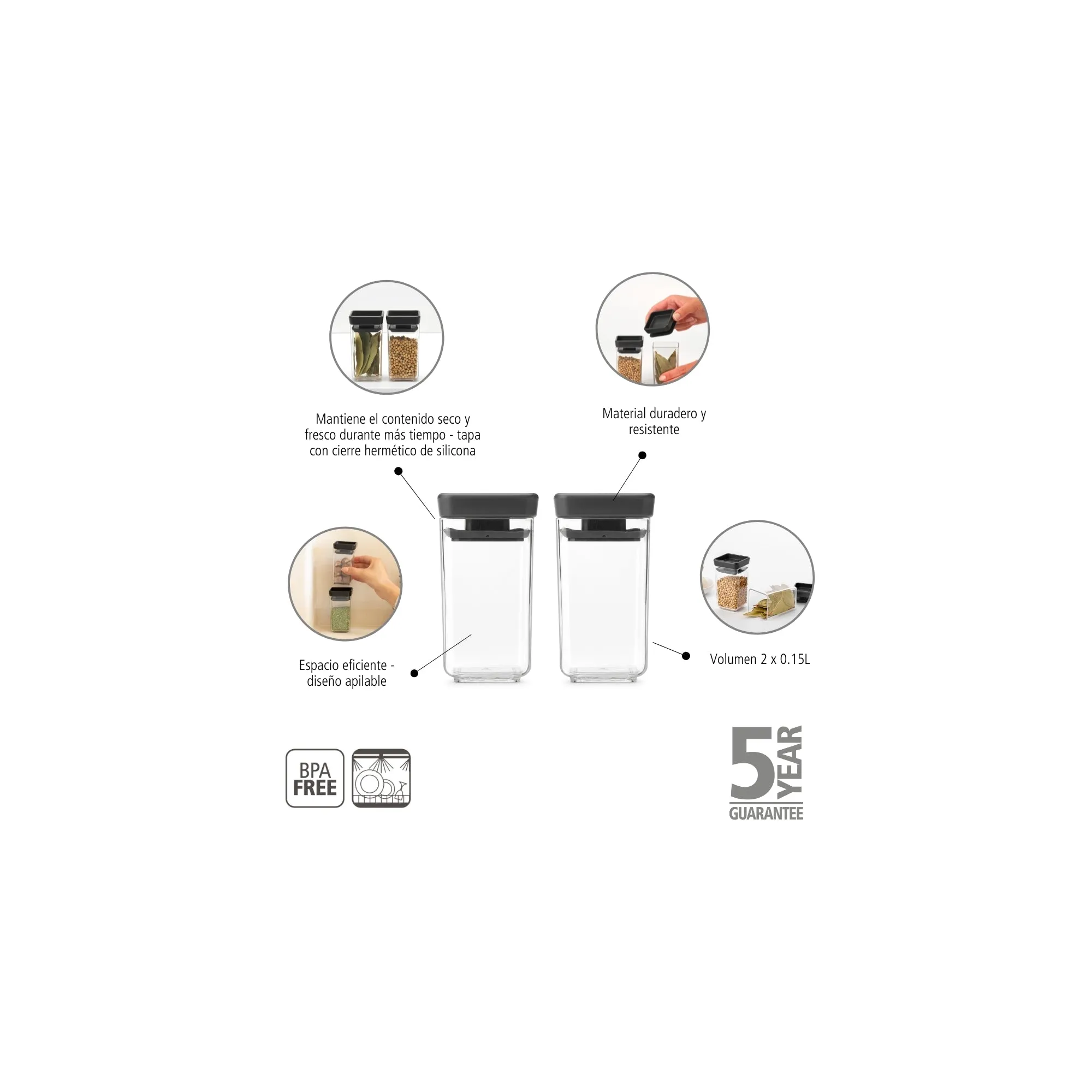 Stackable Canisters0- Set of 2- 0.15L