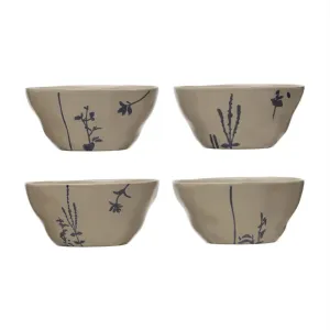 STONEWARE BOWL W/BOTANICALS