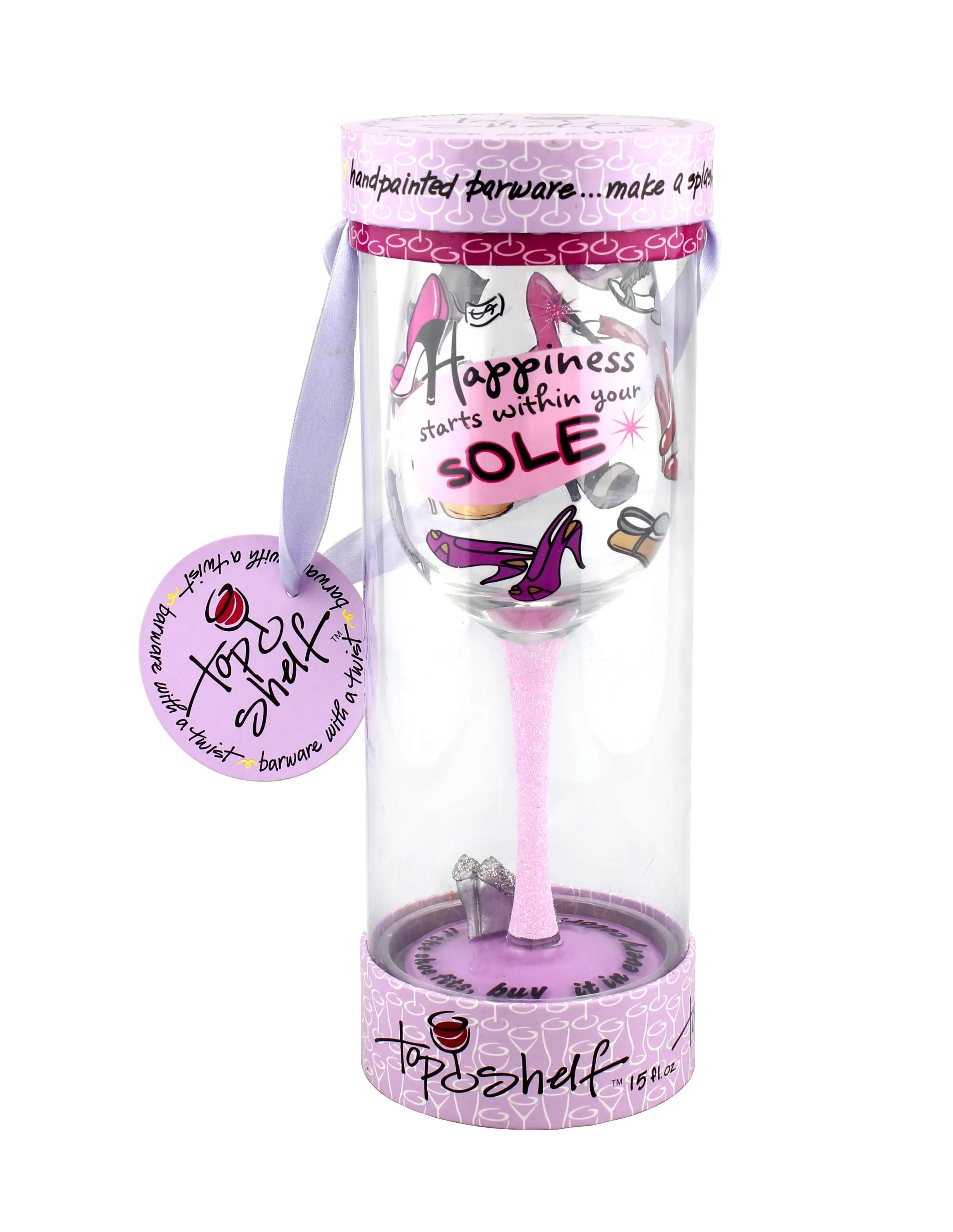 Top Shelf Decorative Happiness Starts Within Your Sole Wine Glass (WS)