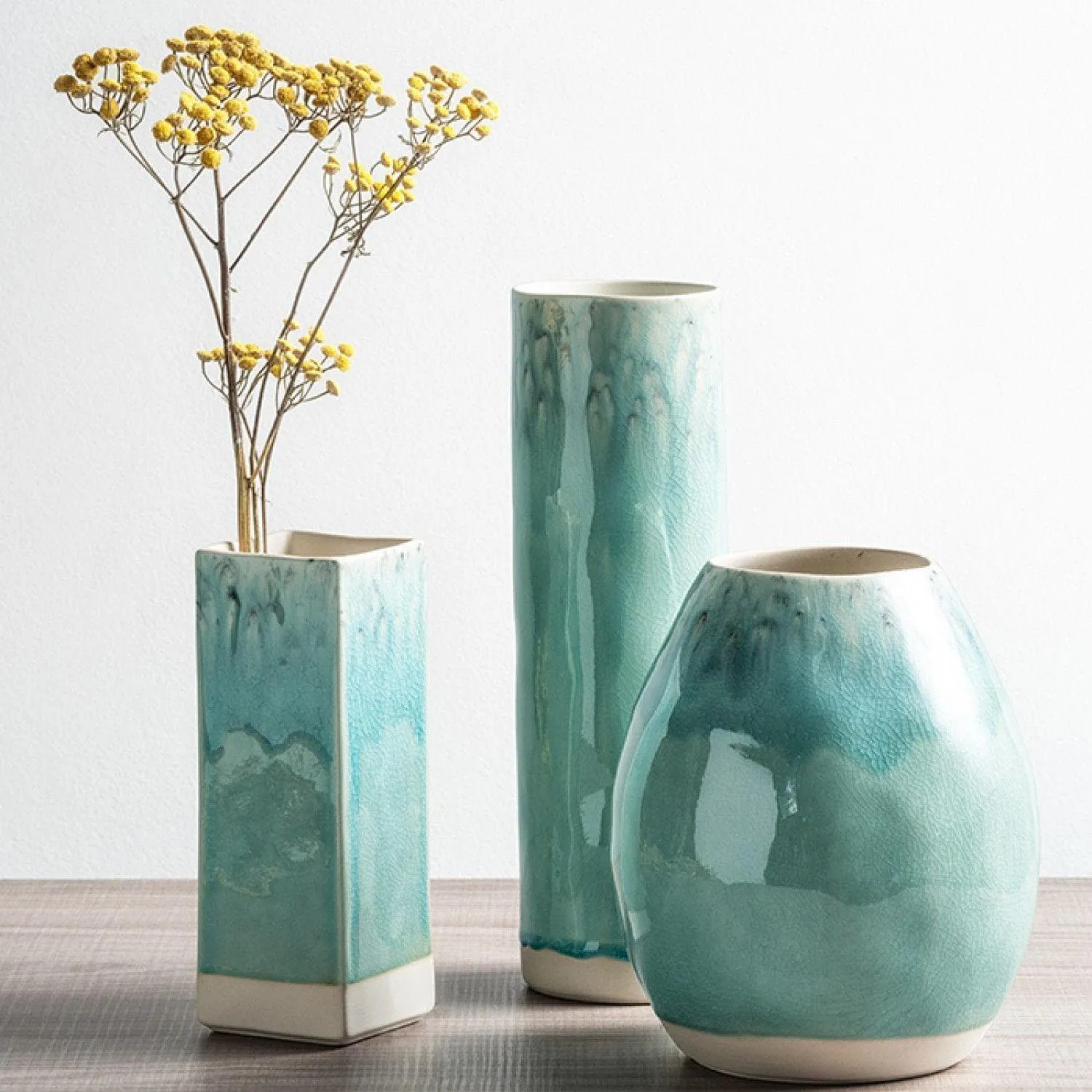 Vase carré en grès "Madeira" - Vert