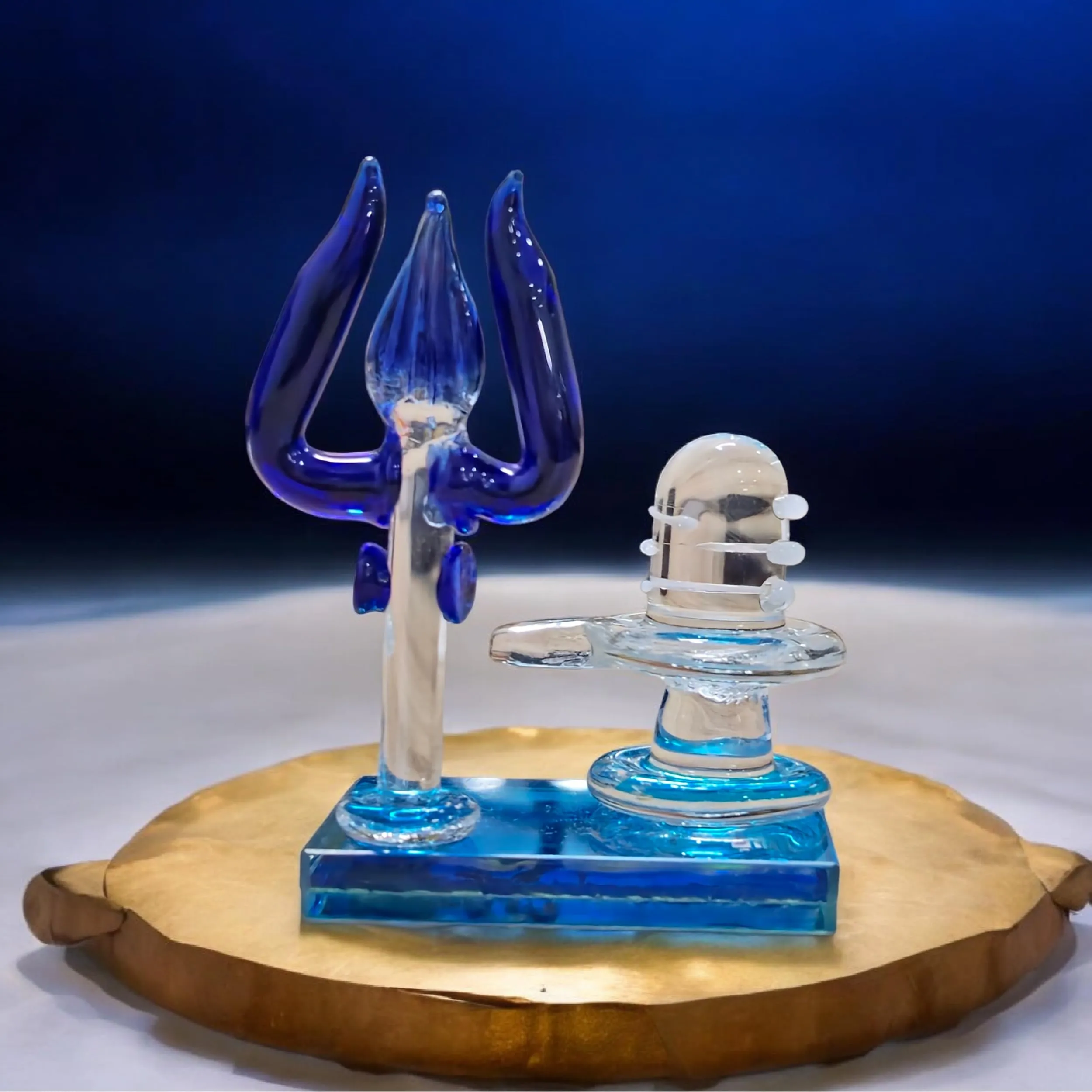VOIDROP Crystal Glass Energized Shivling with Vasuki and Trishul for Home, Office, Car Desk or Gifting