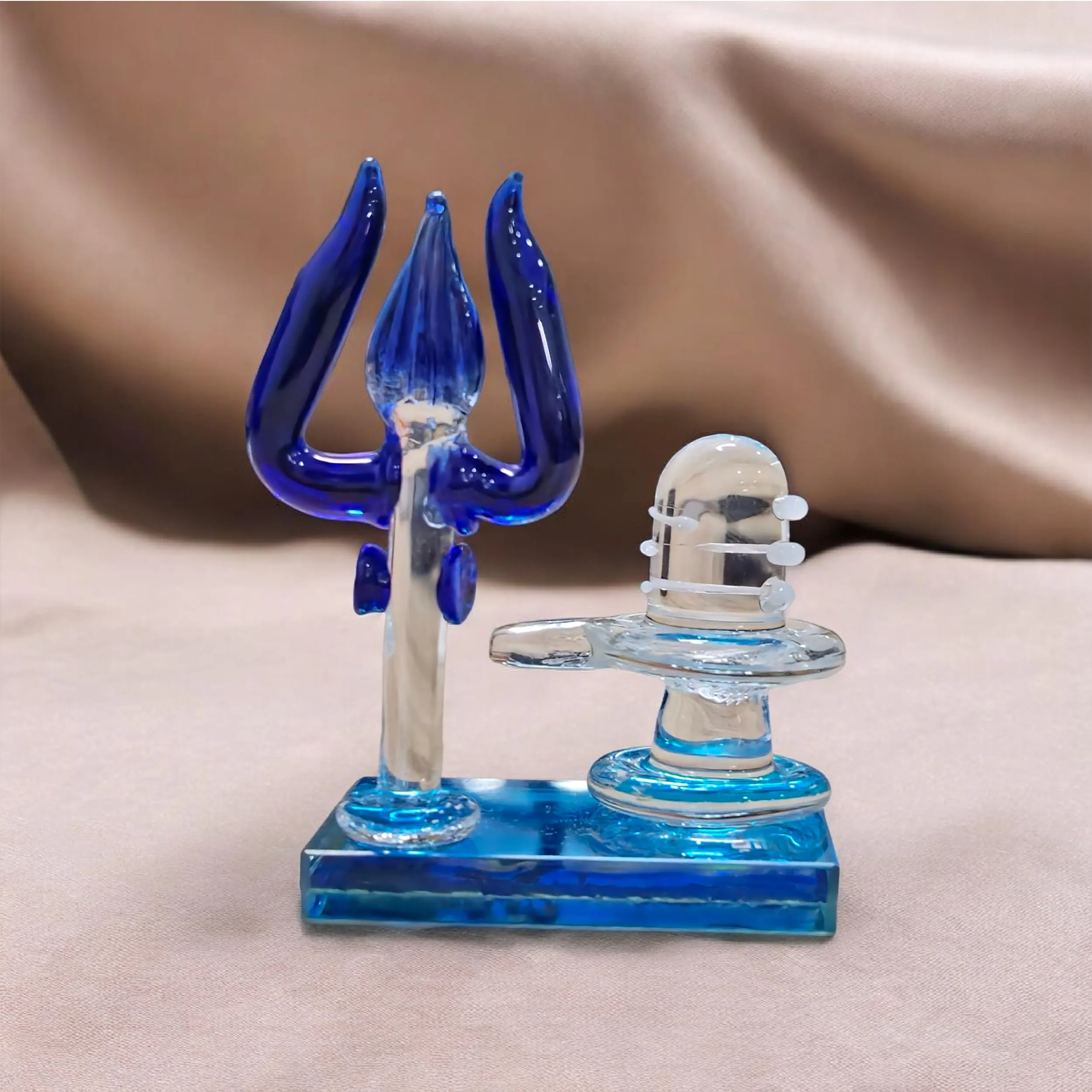 VOIDROP Crystal Glass Energized Shivling with Vasuki and Trishul for Home, Office, Car Desk or Gifting