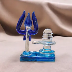 VOIDROP Crystal Glass Energized Shivling with Vasuki and Trishul for Home, Office, Car Desk or Gifting