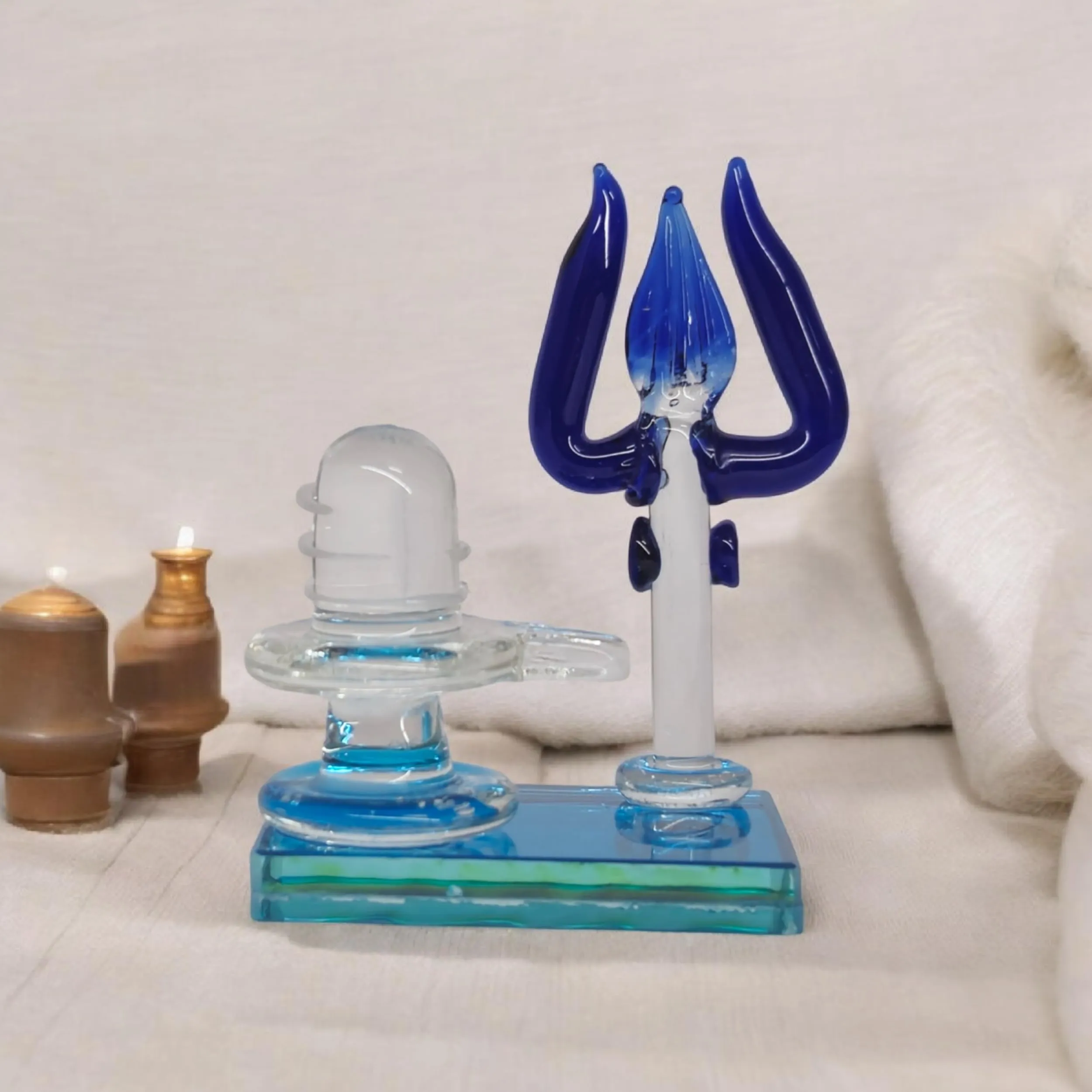 VOIDROP Crystal Glass Energized Shivling with Vasuki and Trishul for Home, Office, Car Desk or Gifting