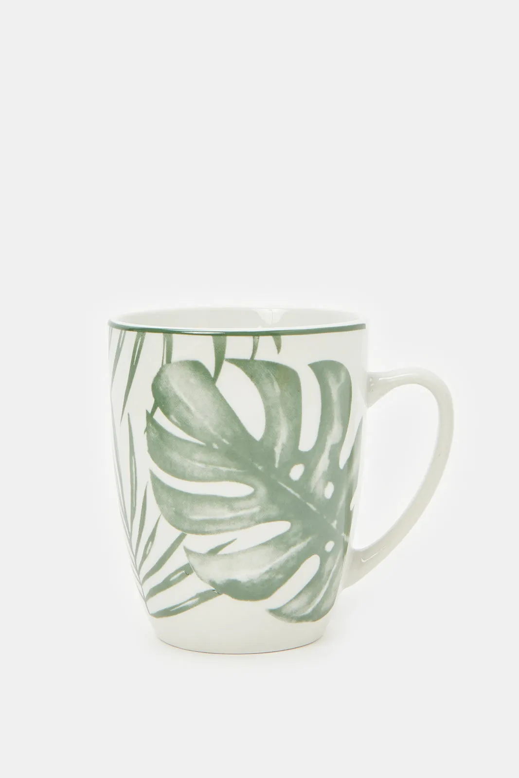 White And Green Printed Dinner Set (16 Piece)