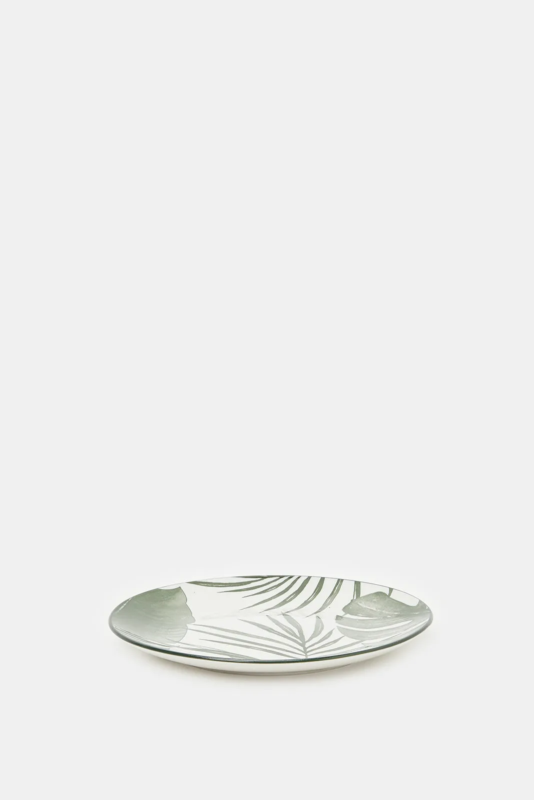 White And Green Printed Dinner Set (16 Piece)
