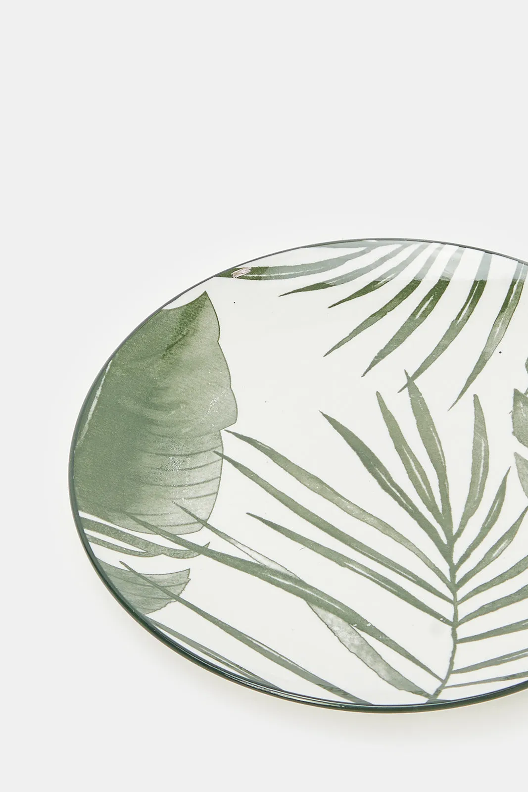 White And Green Printed Dinner Set (16 Piece)