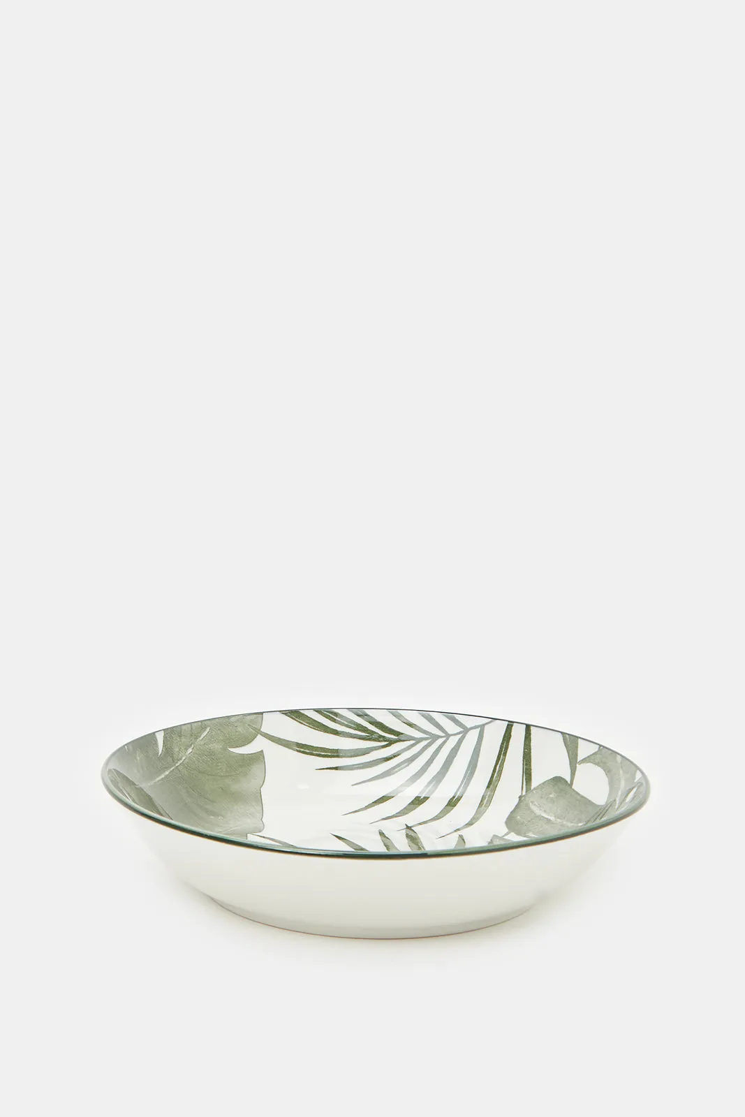 White And Green Printed Dinner Set (16 Piece)