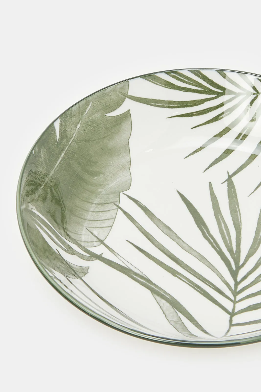 White And Green Printed Dinner Set (16 Piece)