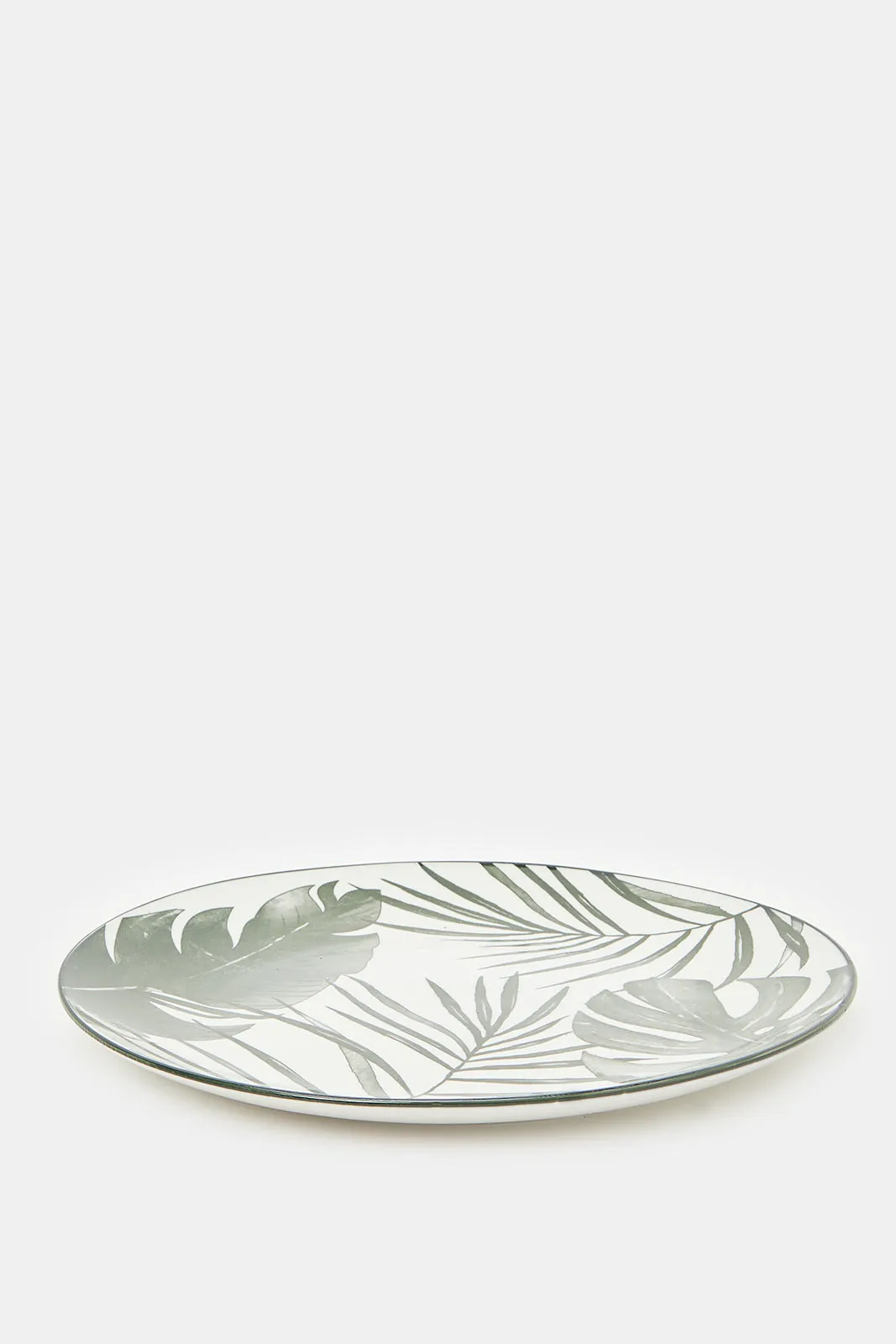 White And Green Printed Dinner Set (16 Piece)