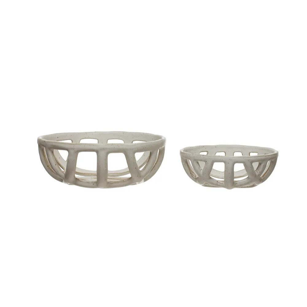 White Stoneware Fruit Bowl