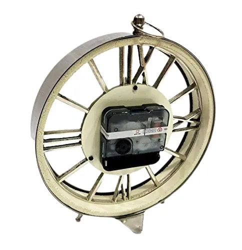 William Sons ESTD 1720 Desk Clock, Table Clock, with Roman Numbers Brass Dial Décor