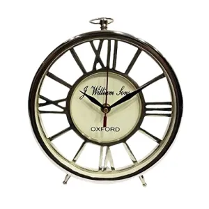 William Sons ESTD 1720 Desk Clock, Table Clock, with Roman Numbers Brass Dial Décor